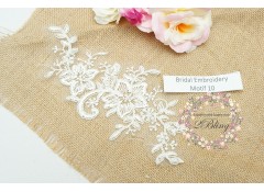 Bridal Lace Embroidery Motif 10, Off-white, 21x9 cm